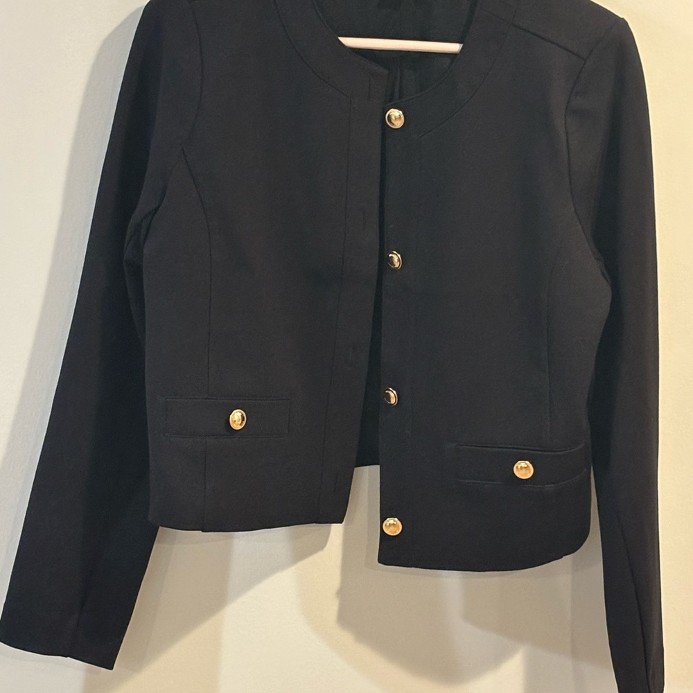 Michael Kors Black and Gold Blazer with Structured Design
